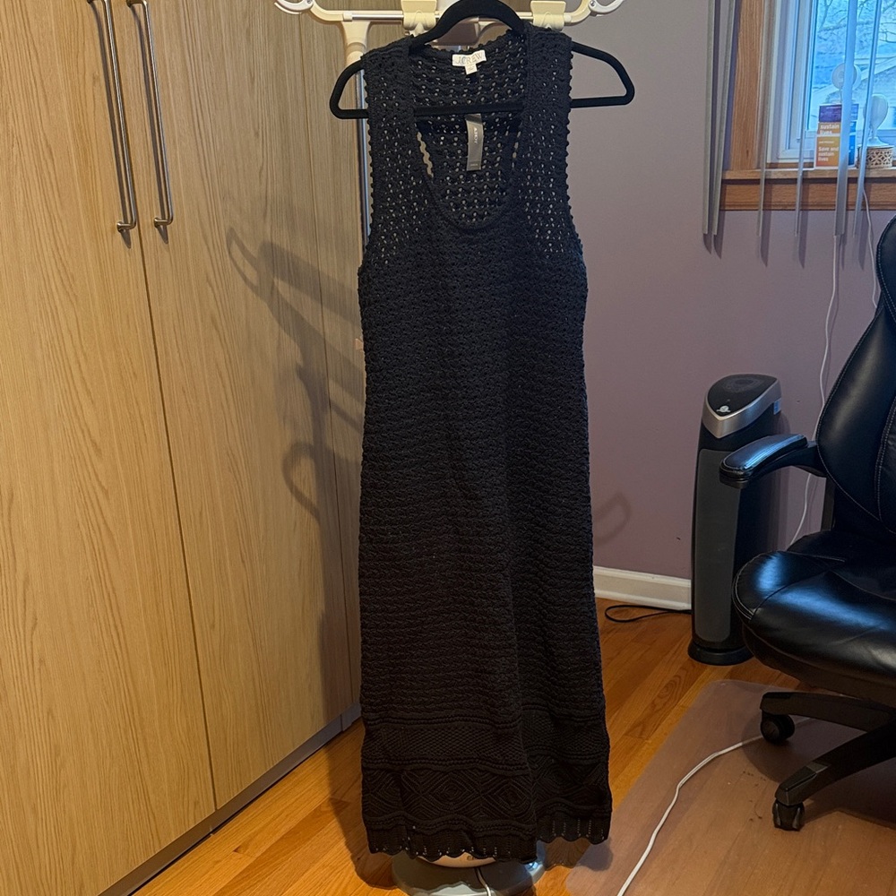 J. Crew Black Crocheted Maxi Dress 100% Cotton